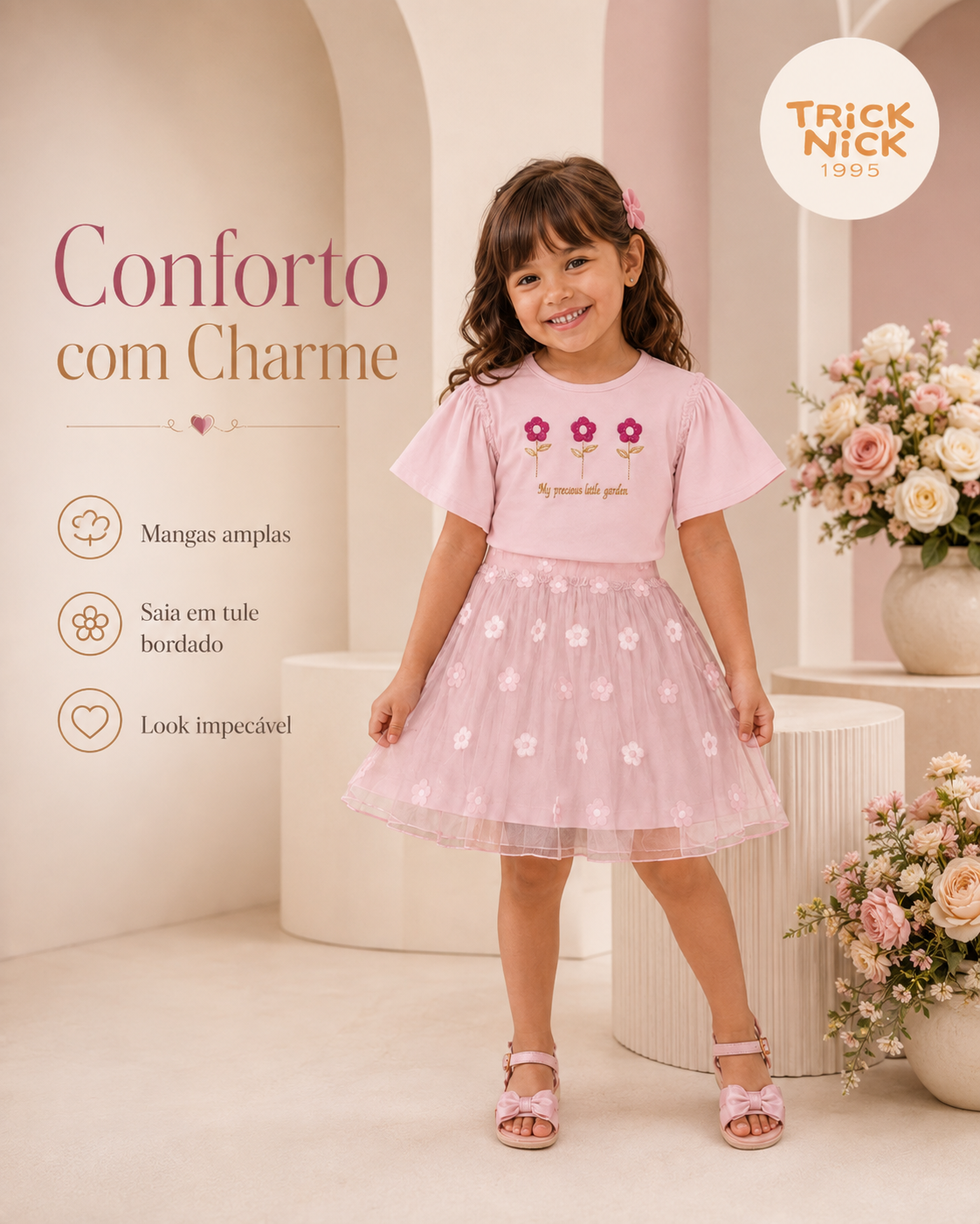 Conjunto Infantil Blusa Com Saia Trick Nick 1171422