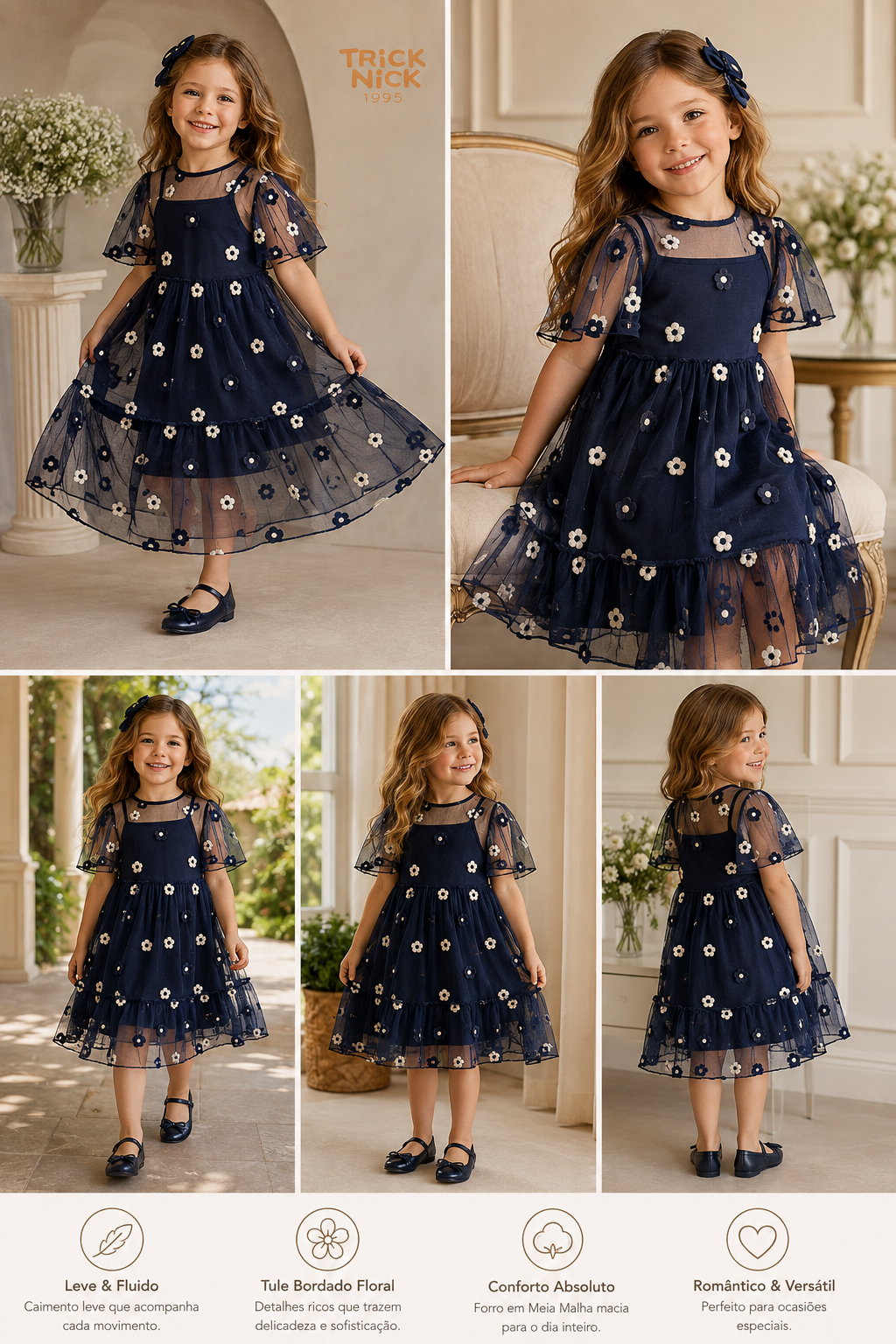 Vestido Infantil Com Sobreposição Trick Nick 1171412