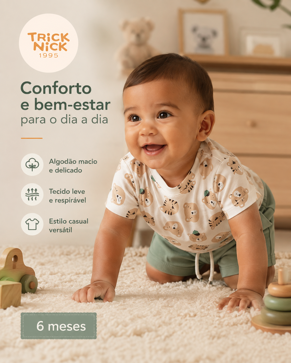 Conjunto Infantil Camiseta Com Bermuda Trick Nick 1027360