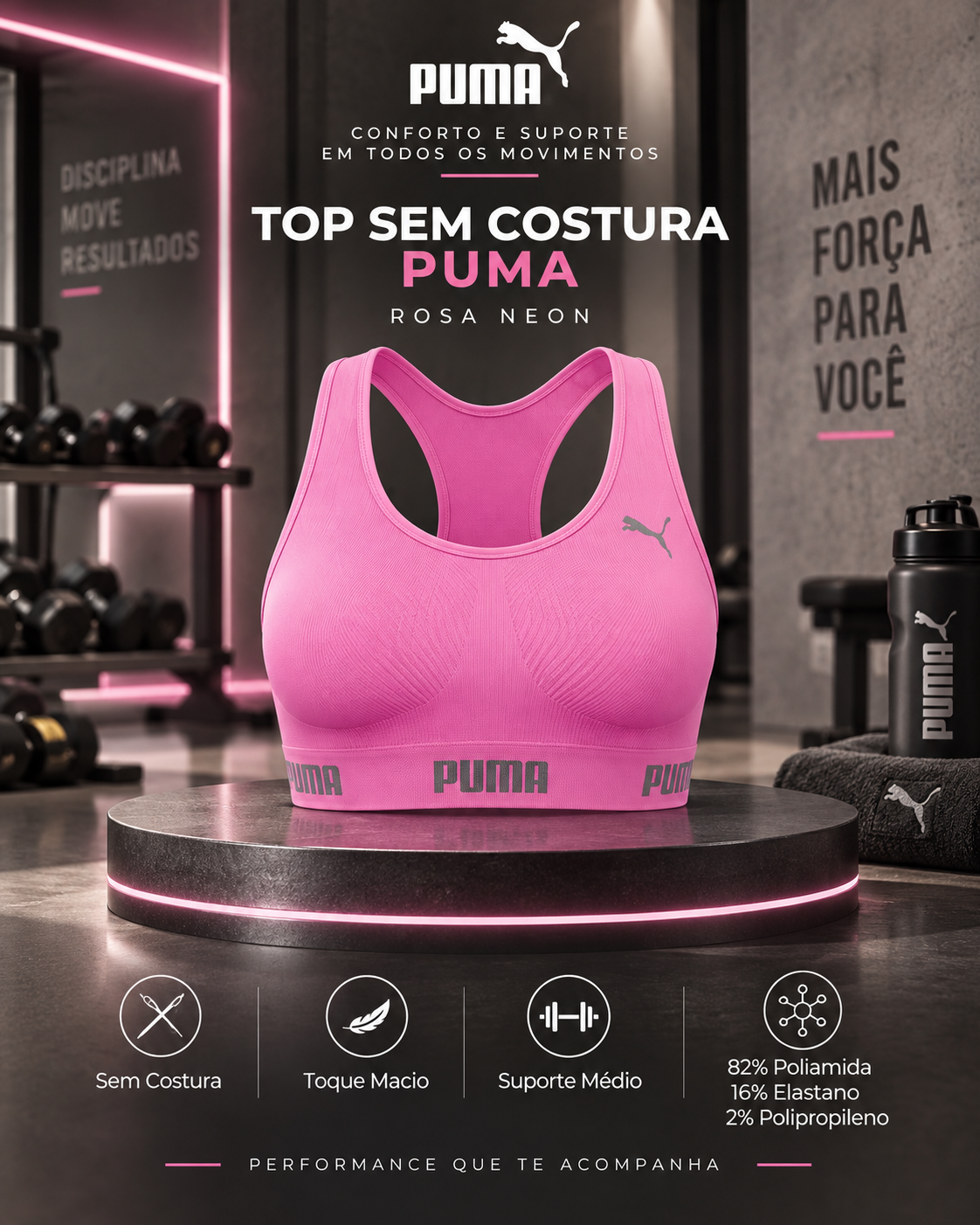 Top puma sem costura