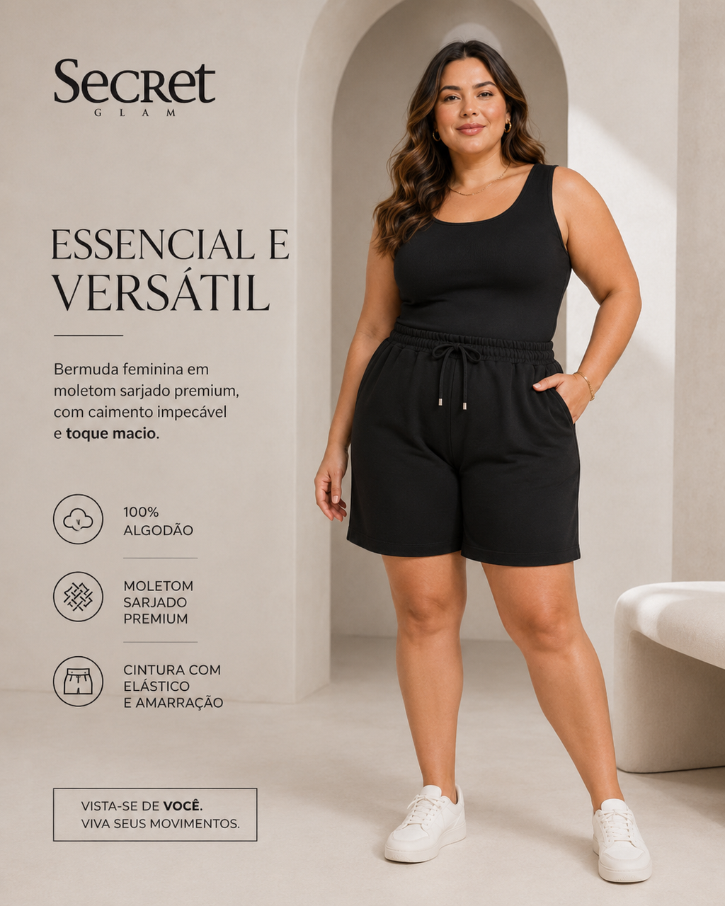 Bermuda Feminina Moletom Sarjado Secret Glam S02117
