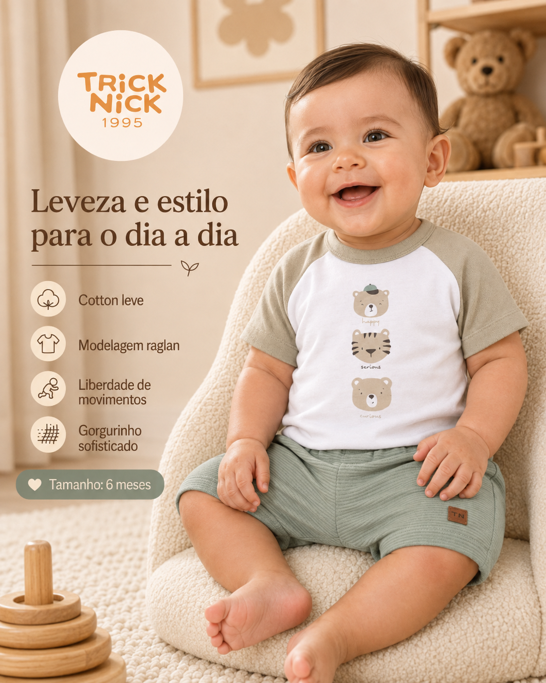 Conjunto Infantil Camiseta Com Bermuda Trick Nick 1027380