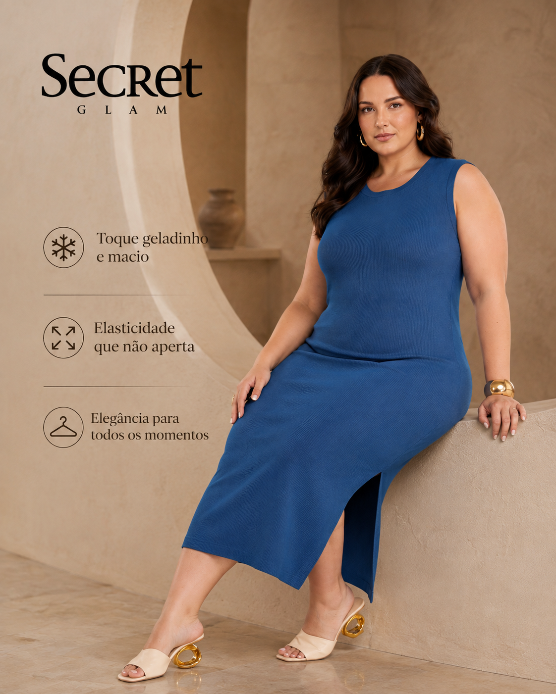 Vestido Feminino Midi Plus Size SB02165