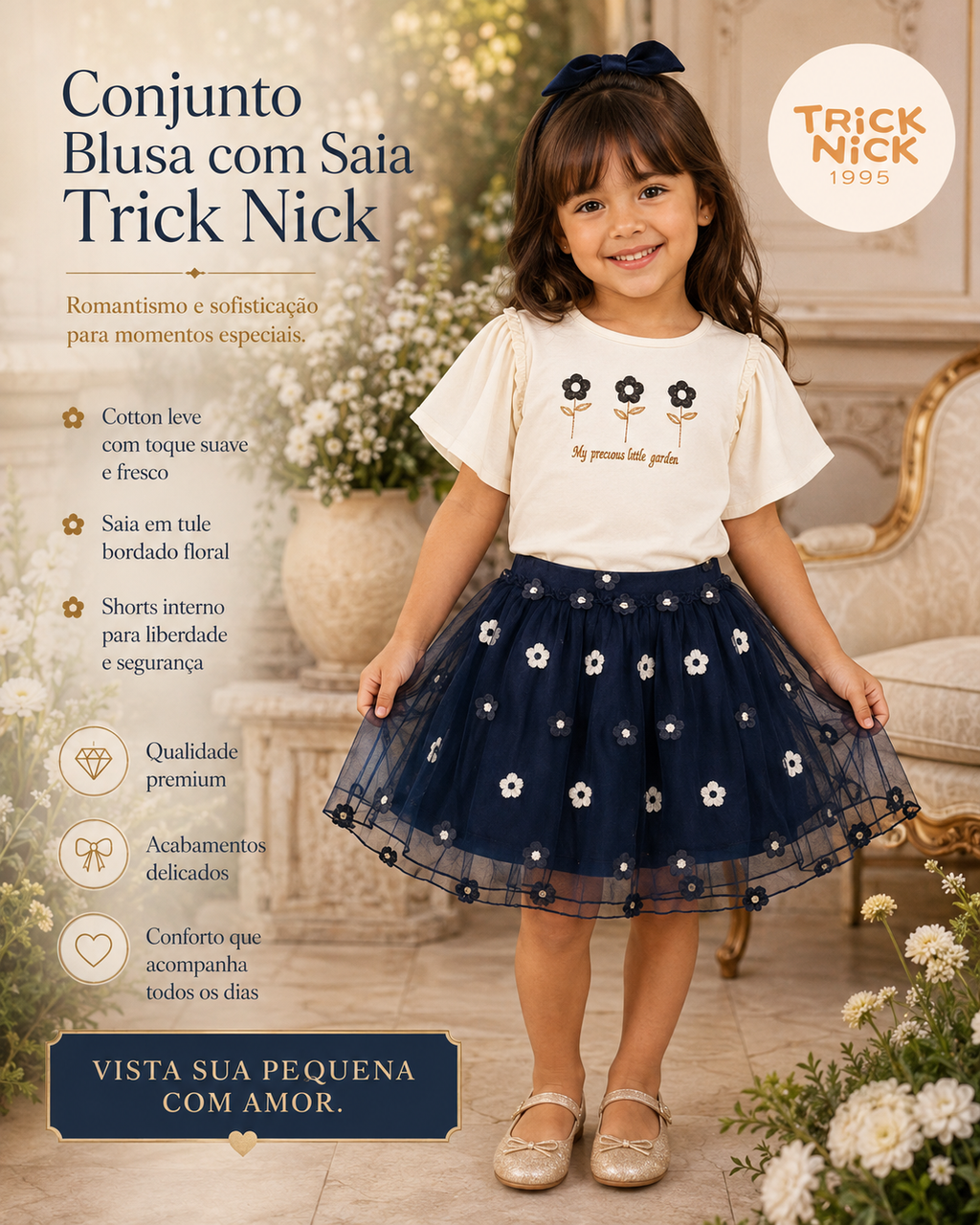 Conjunto Infantil Blusa Com Saia Trick Nick 1171422