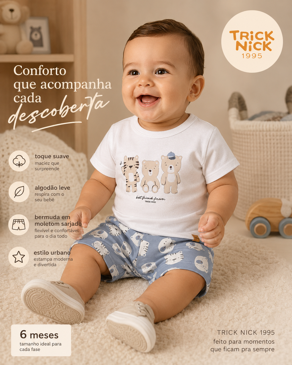 Conjunto Infantil Camiseta Com Bermuda Trick Nick 1027371