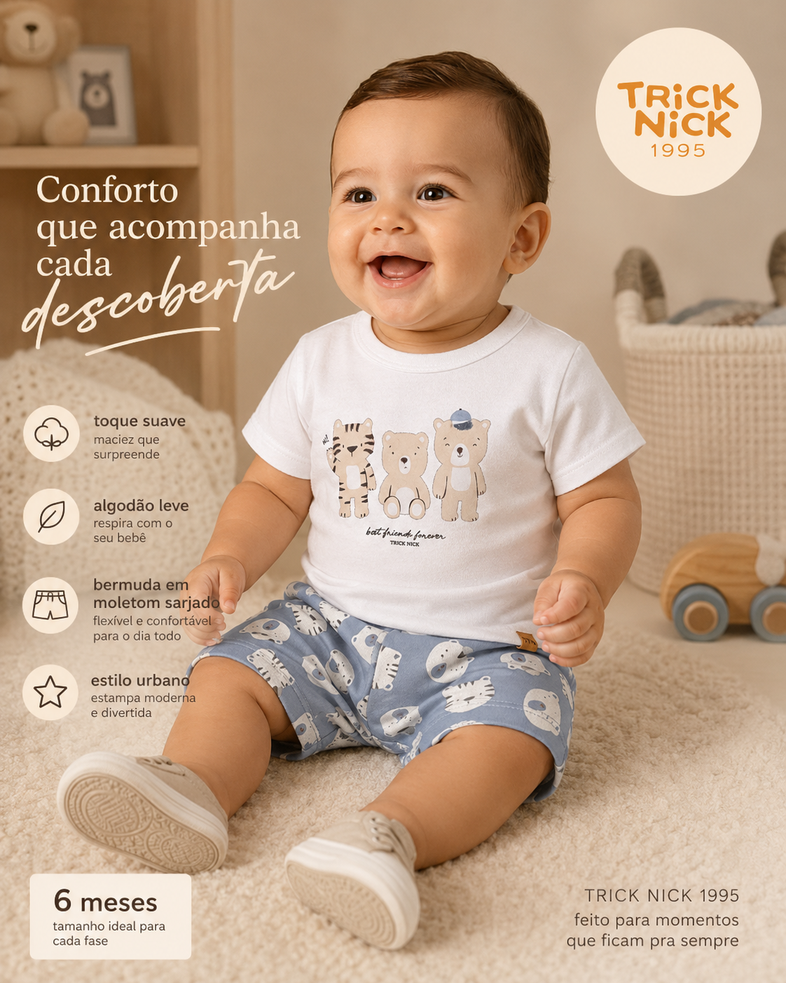 Conjunto Infantil Camiseta Com Bermuda Trick Nick 1027371