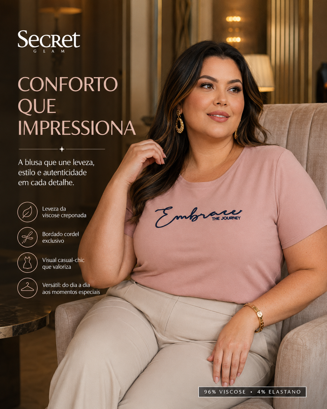 Blusa Feminina Com Bordado Secret Glam S02155