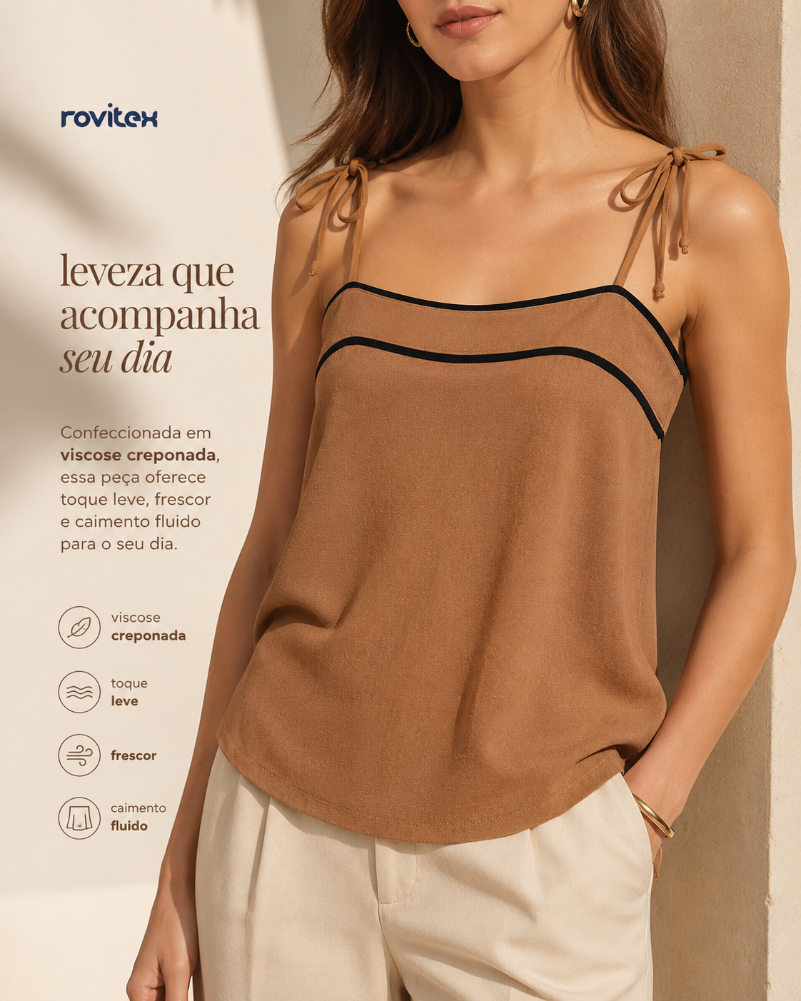 Blusa Feminina De Alça Em Viscose Lisa Endless E16098
