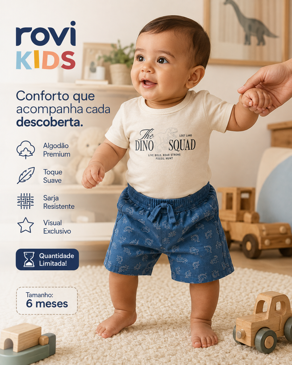 Conjunto Camiseta Com Bermuda Infantil Rovi Kids 3029540