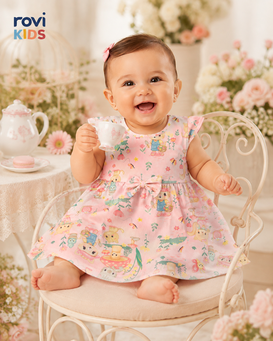 Vestido Infantil Estampado Malha Rovi Kids 6146250