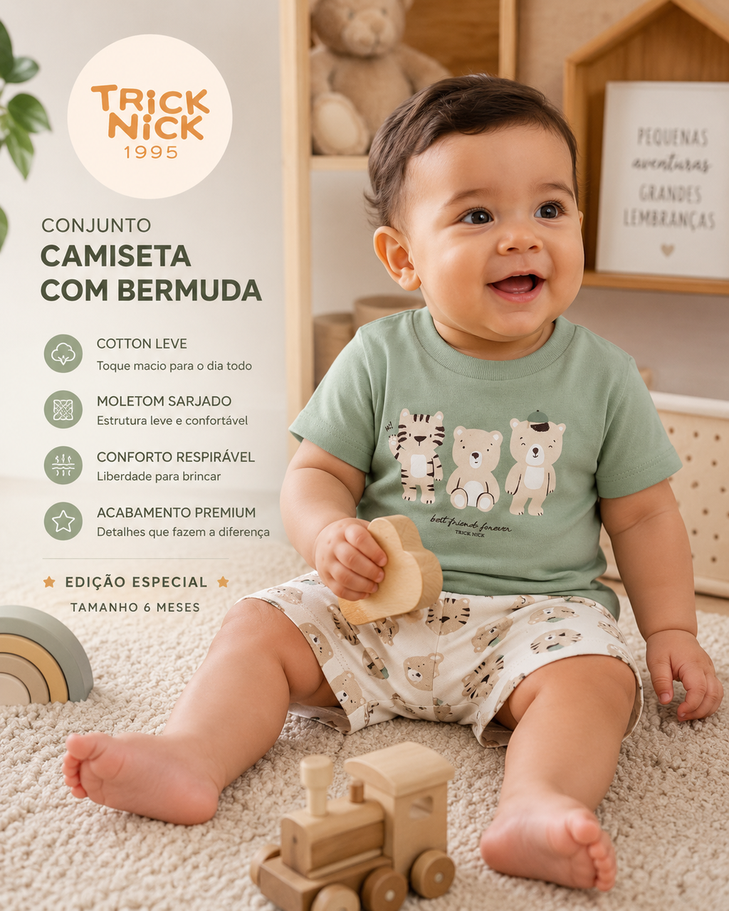 Conjunto Infantil Camiseta Com Bermuda Trick Nick 1027371