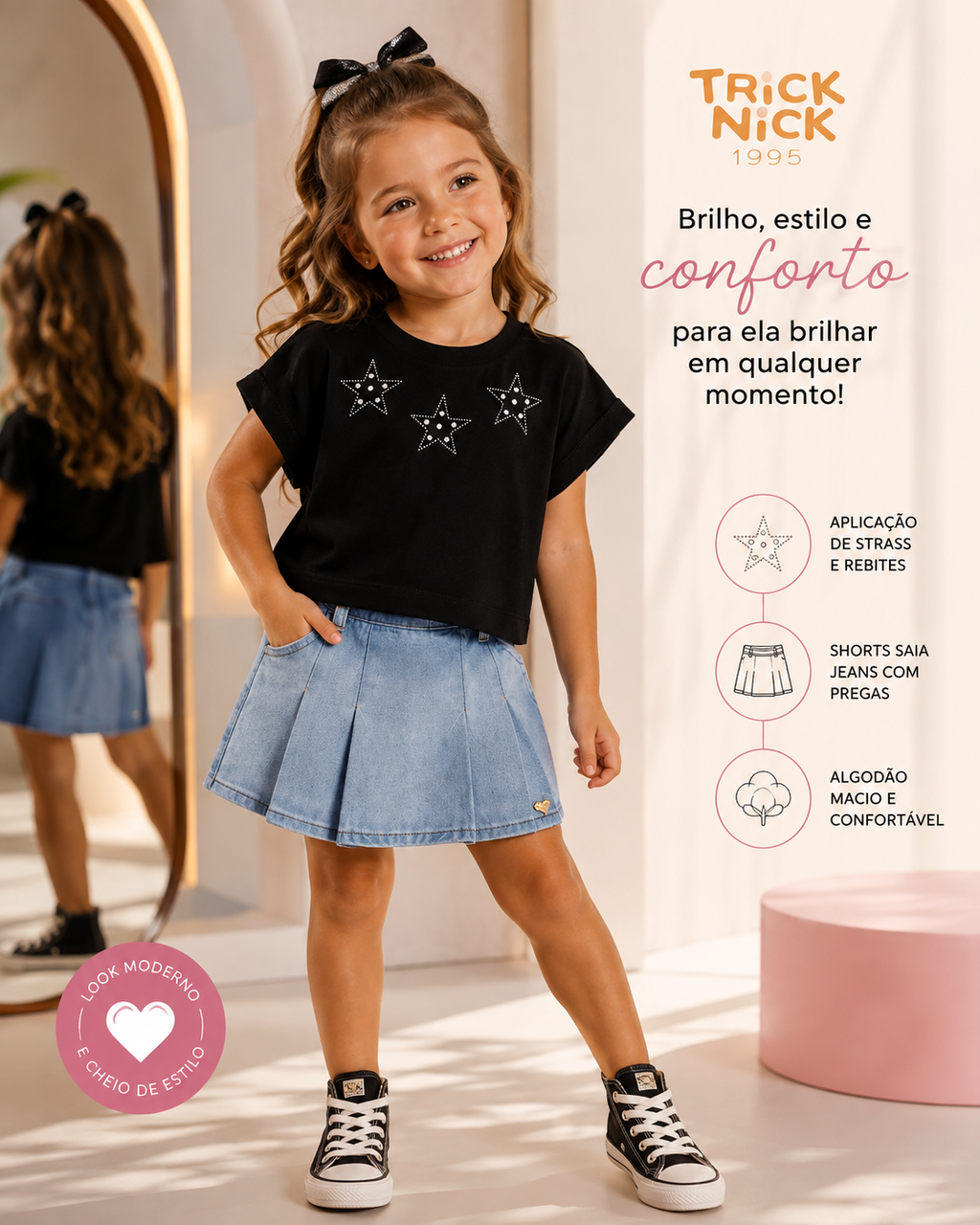Conjunto Blusa Com Shorts Saia Jeans Trick Nick 1171003