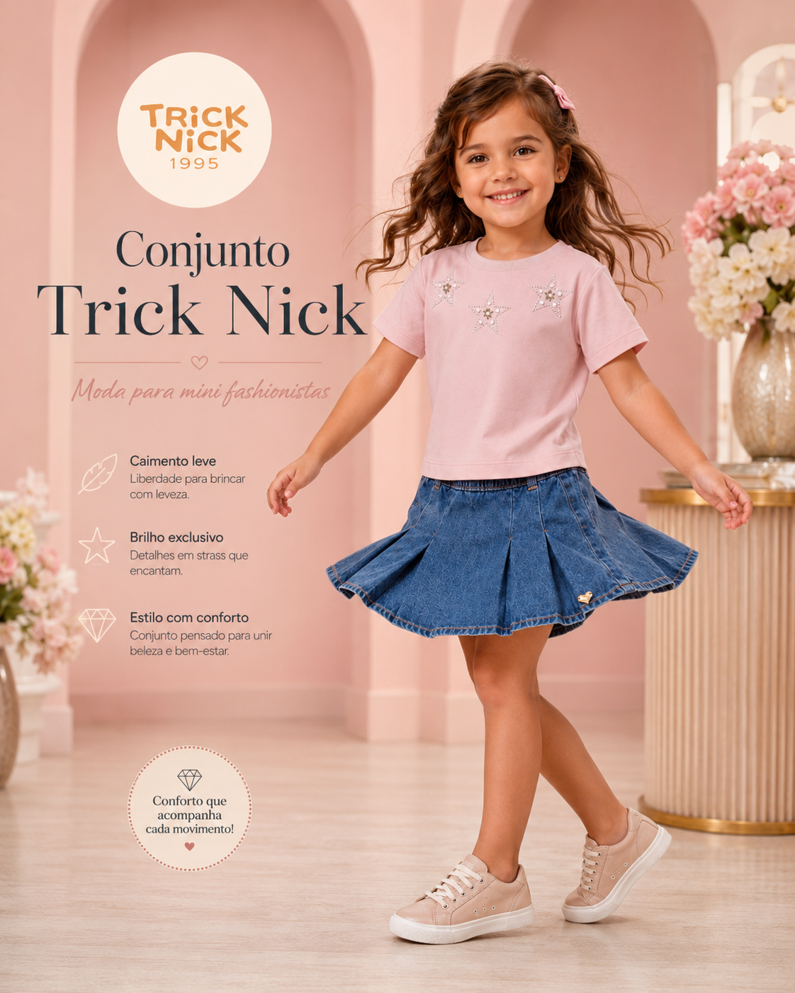 Conjunto Blusa Com Shorts Saia Jeans Trick Nick 1171003
