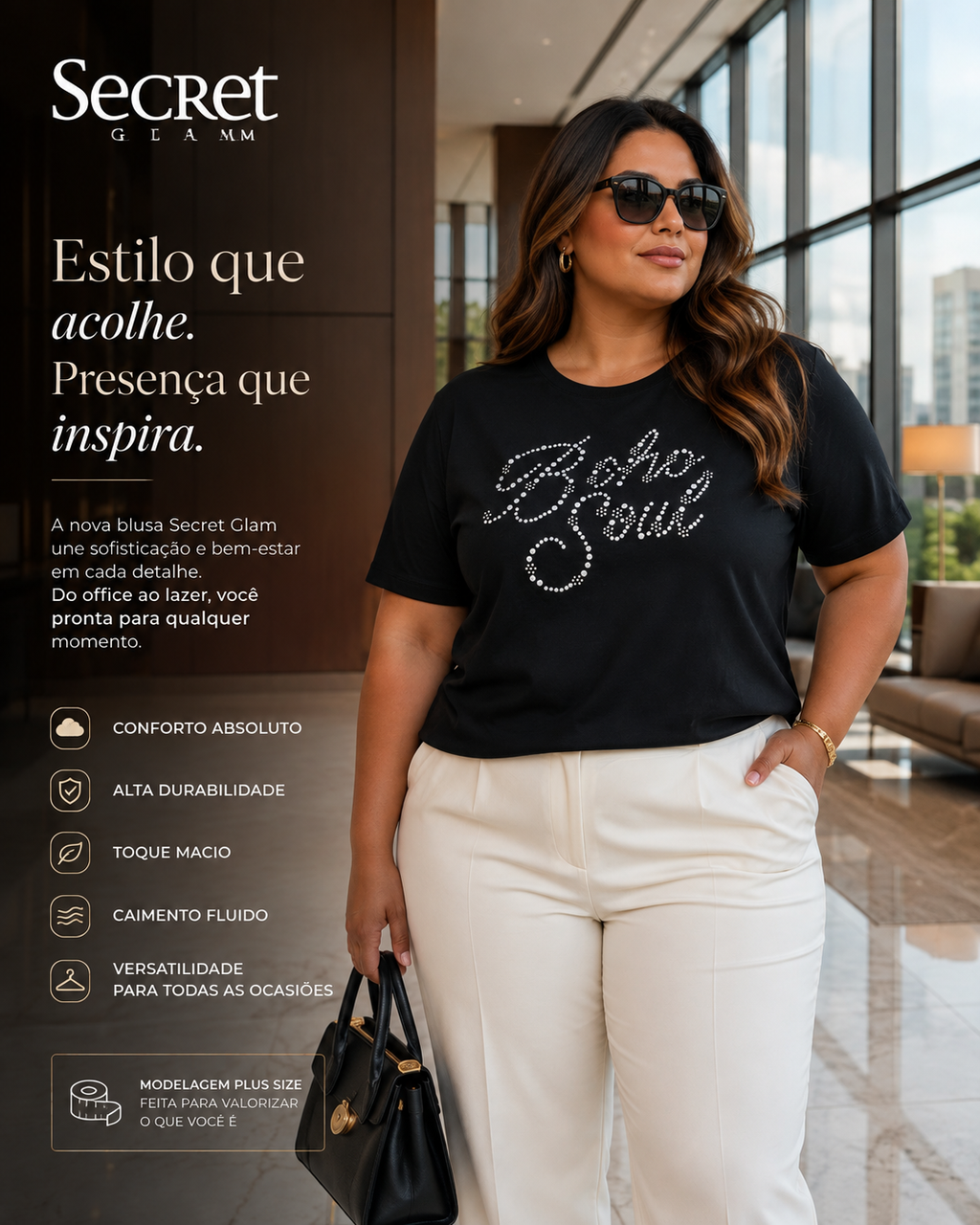 Blusa Feminina Manga Curta Secret Glam S02119