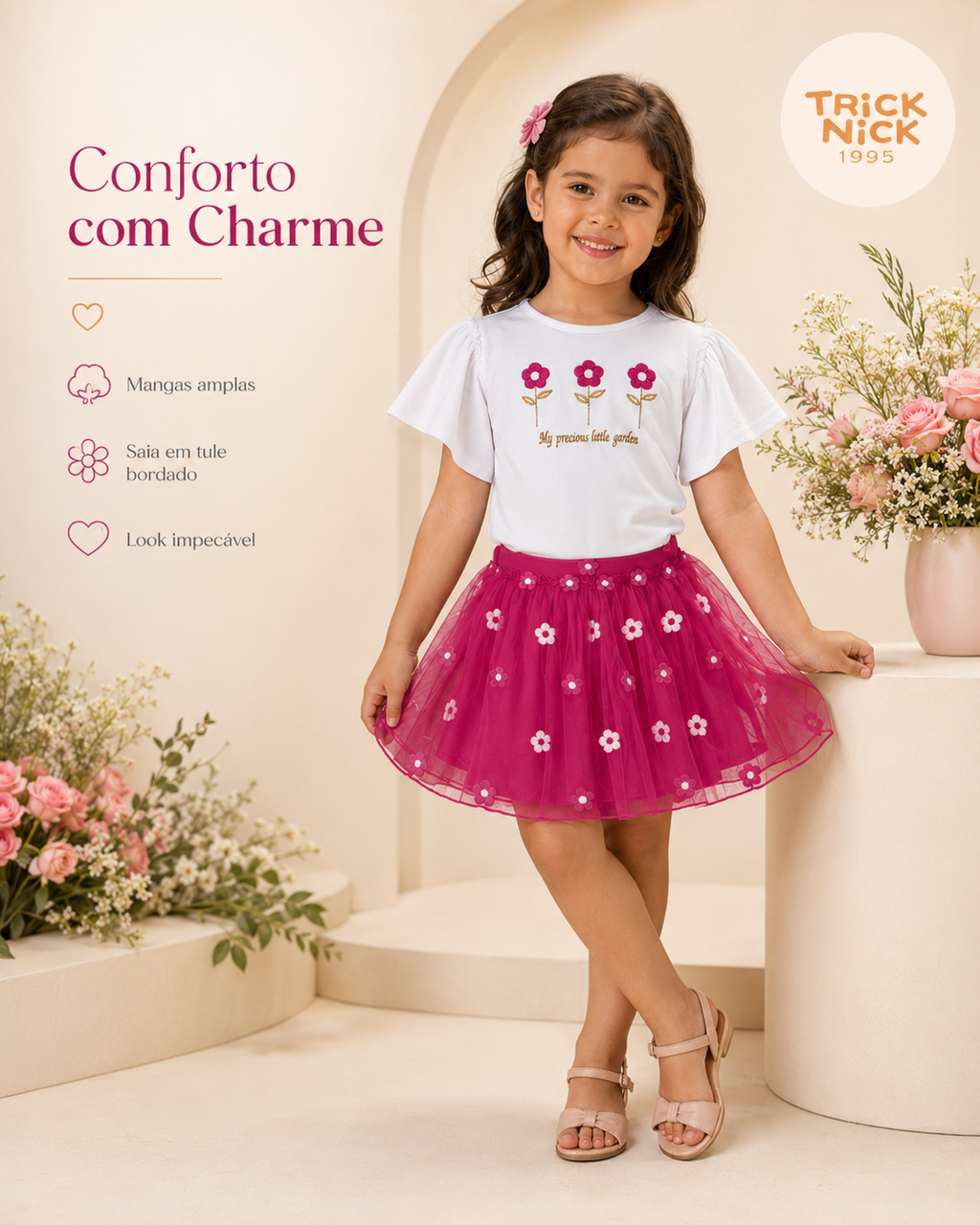 Conjunto Infantil Blusa Com Saia Trick Nick 1171422