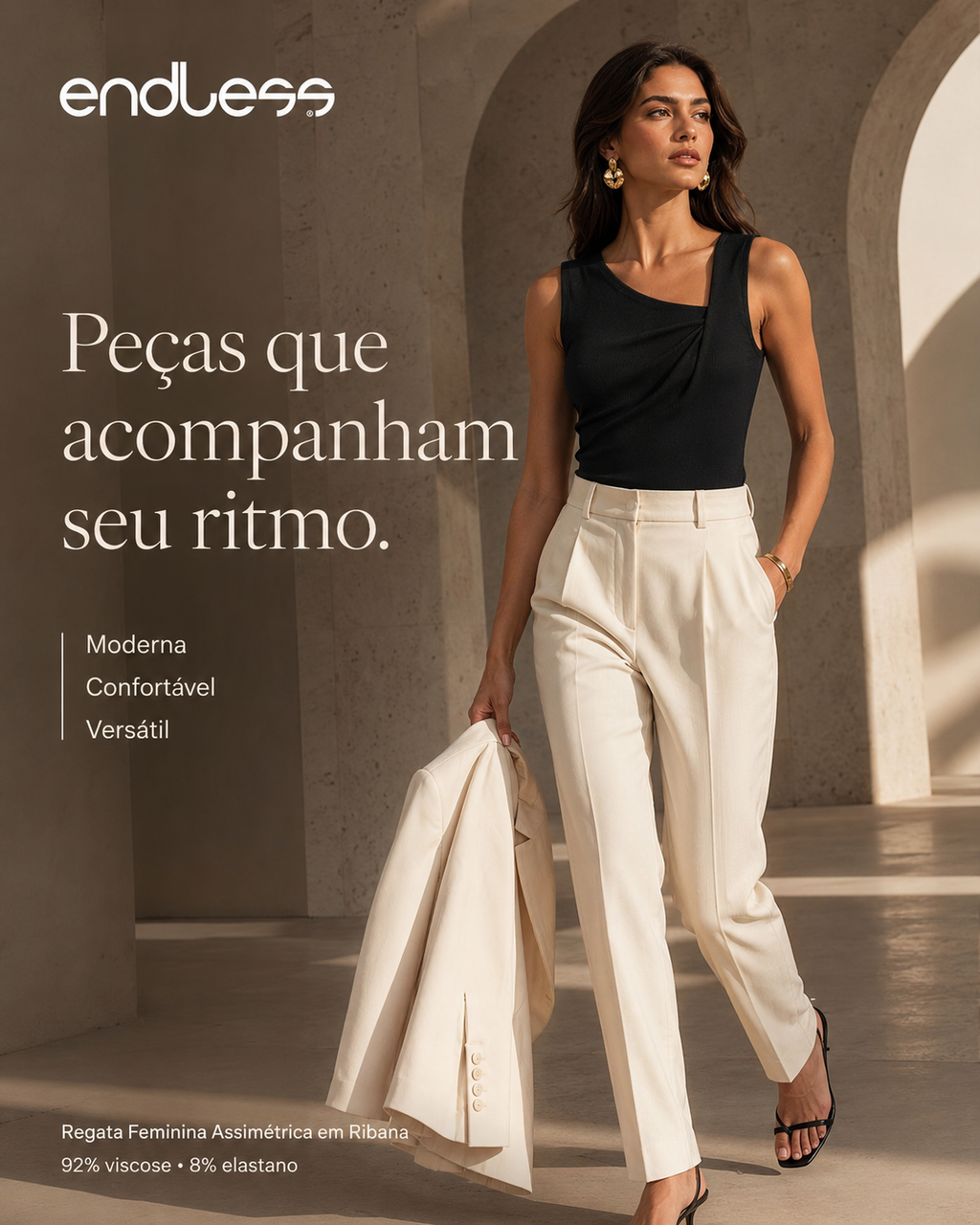 Regata Feminina Assimetrica Em Ribana E16083