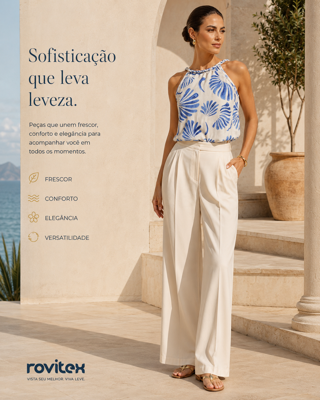 Blusa Feminina Com Alça Meia Malha Rovitex Azul