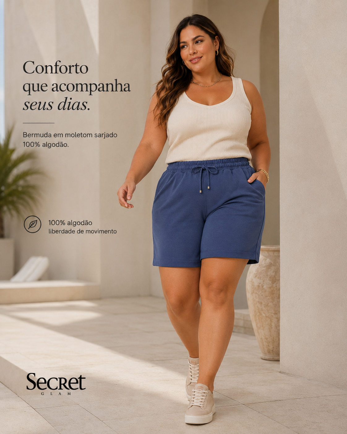 Bermuda Feminina Moletom Sarjado Secret Glam S02117