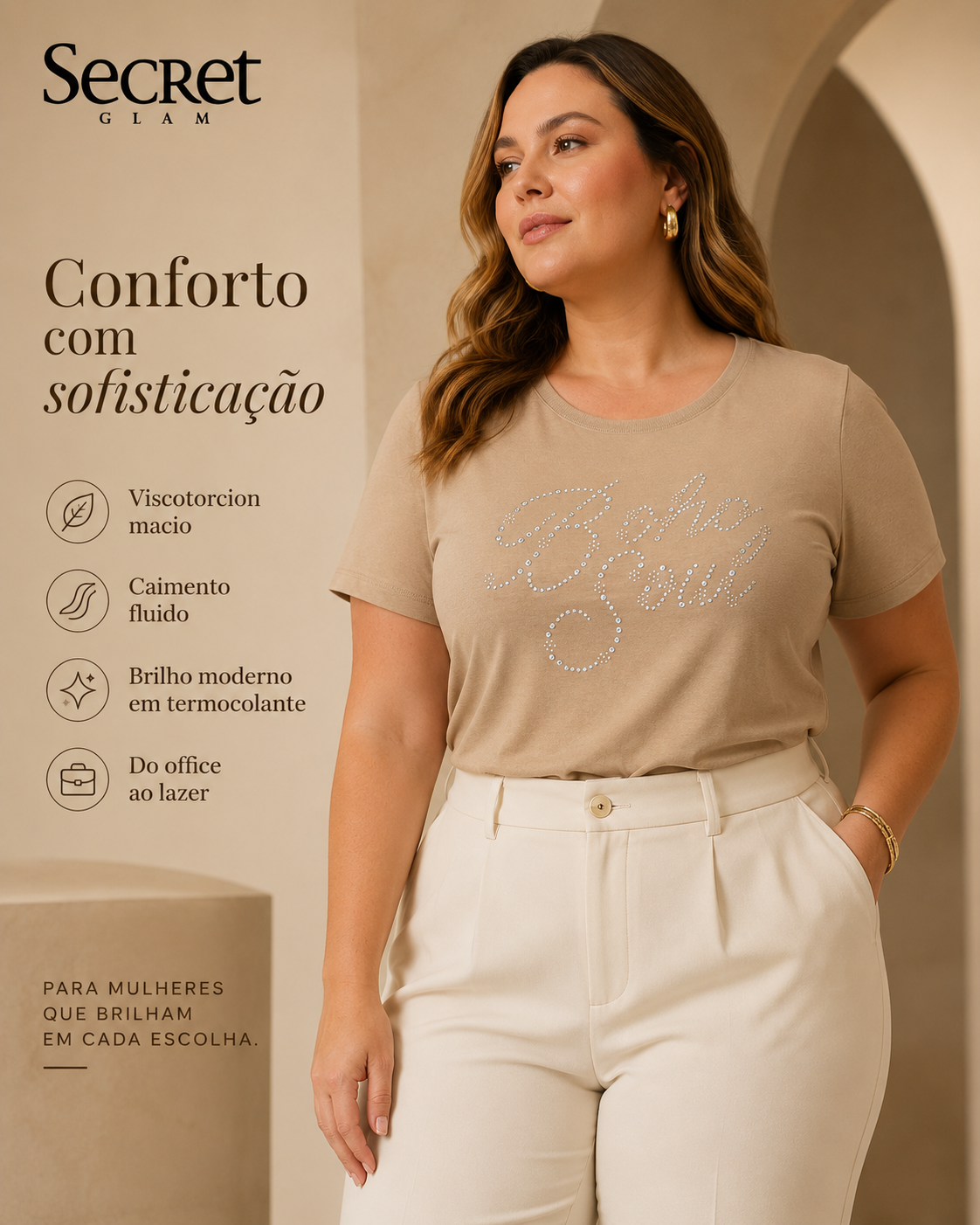 Blusa Feminina Manga Curta Secret Glam S02119