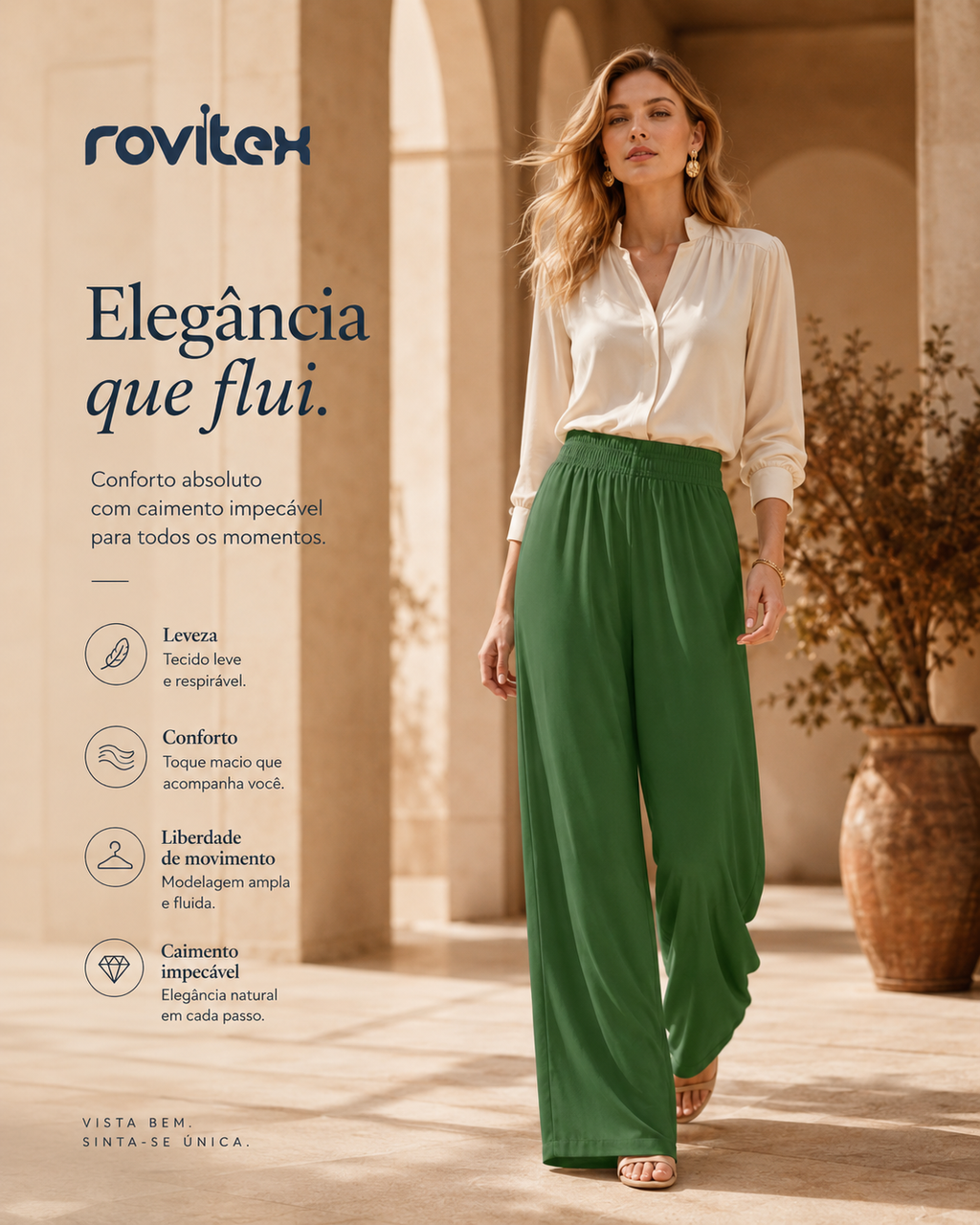 Calça Feminina Pantalona Tecido Viscose Rovitex 6196995