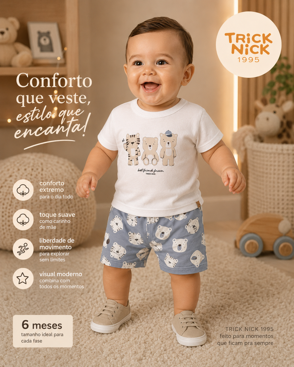 Conjunto Infantil Camiseta Com Bermuda Trick Nick 1027371