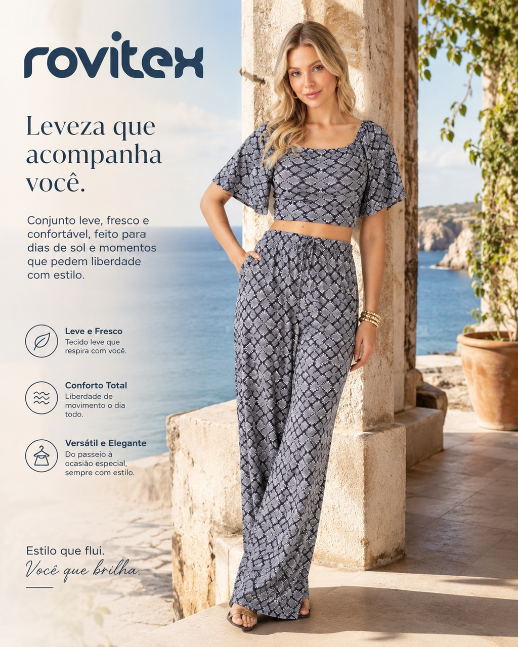 Blusa Feminina Viscotorcion Estampada Rovitex