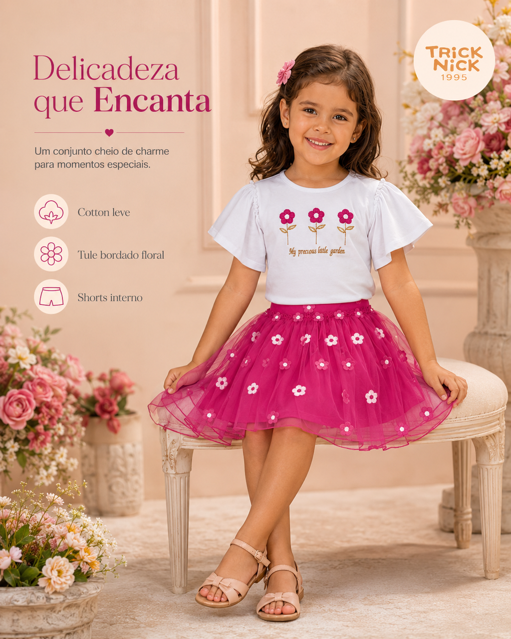 Conjunto Infantil Blusa Com Saia Trick Nick 1171422