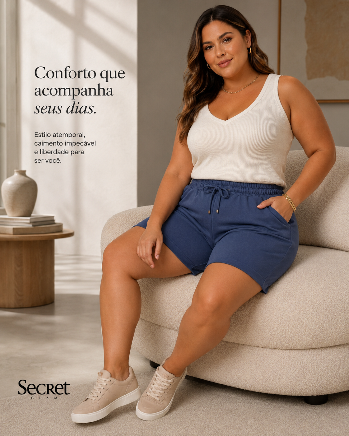 Bermuda Feminina Moletom Sarjado Secret Glam S02117