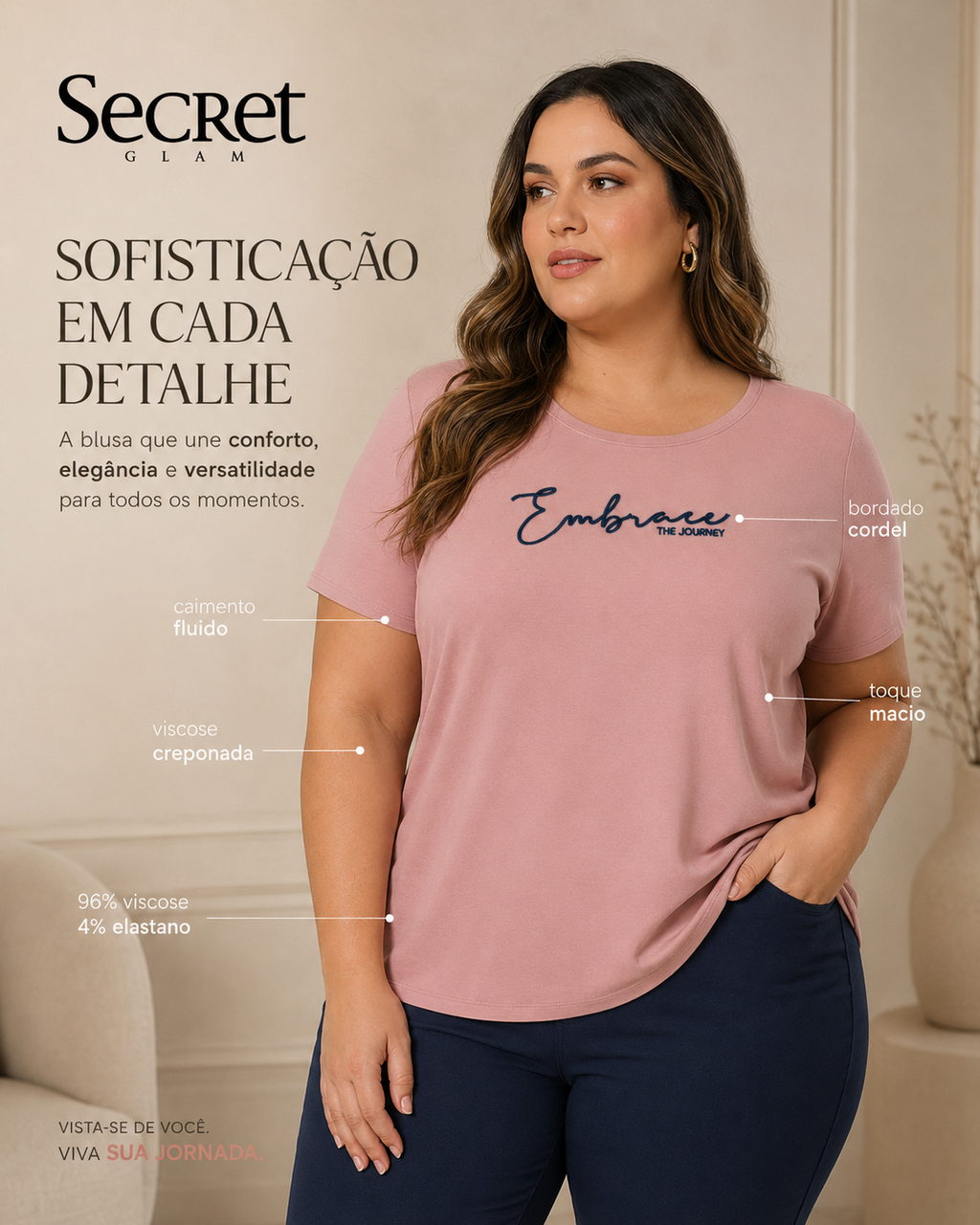 Blusa Feminina Com Bordado Secret Glam S02155