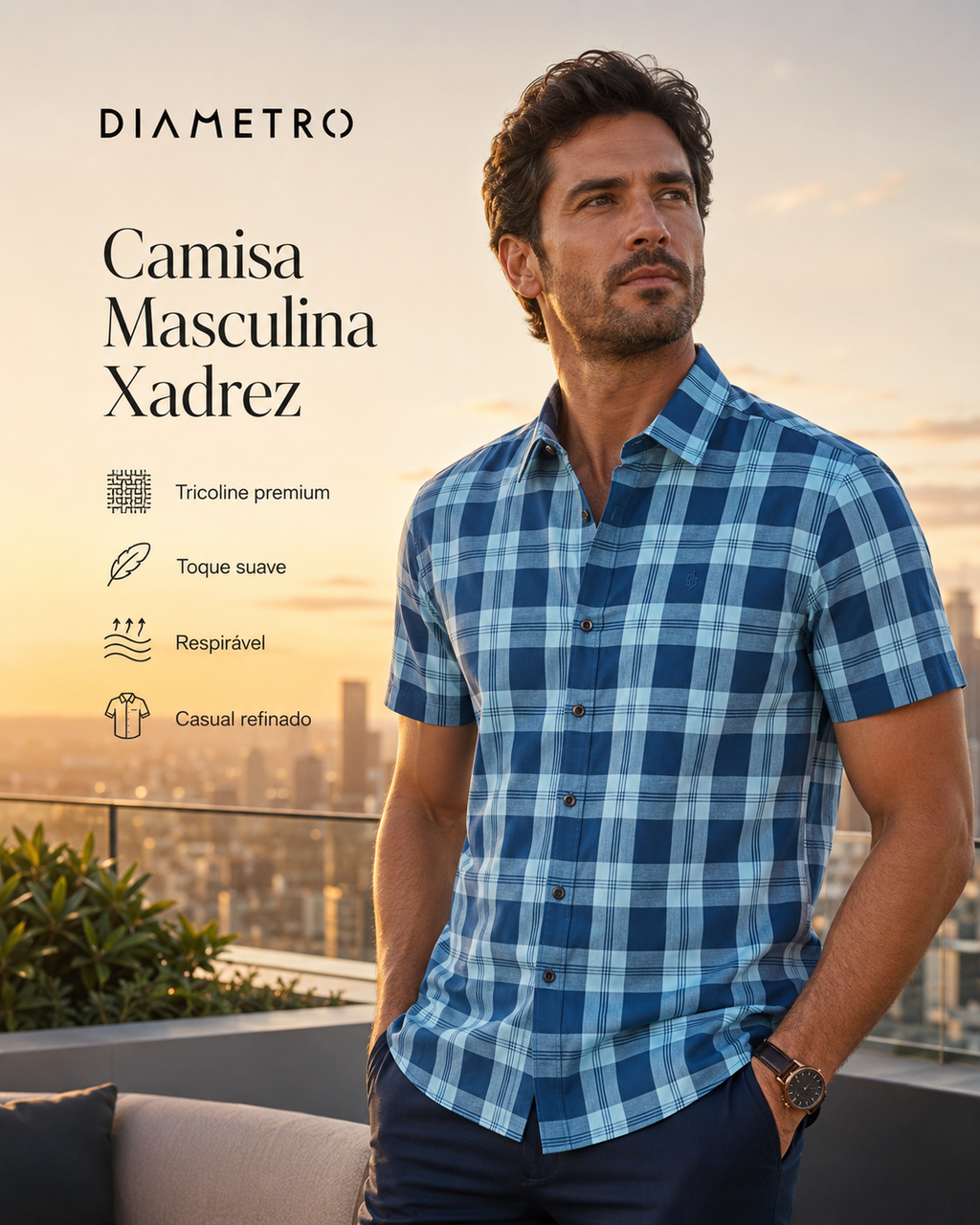 Camisa Masculina Xadrez Diametro
D00647