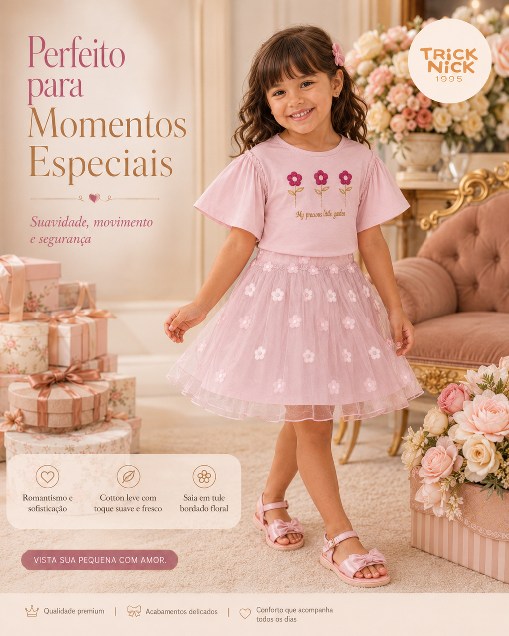 Conjunto Infantil Blusa Com Saia Trick Nick 1171422