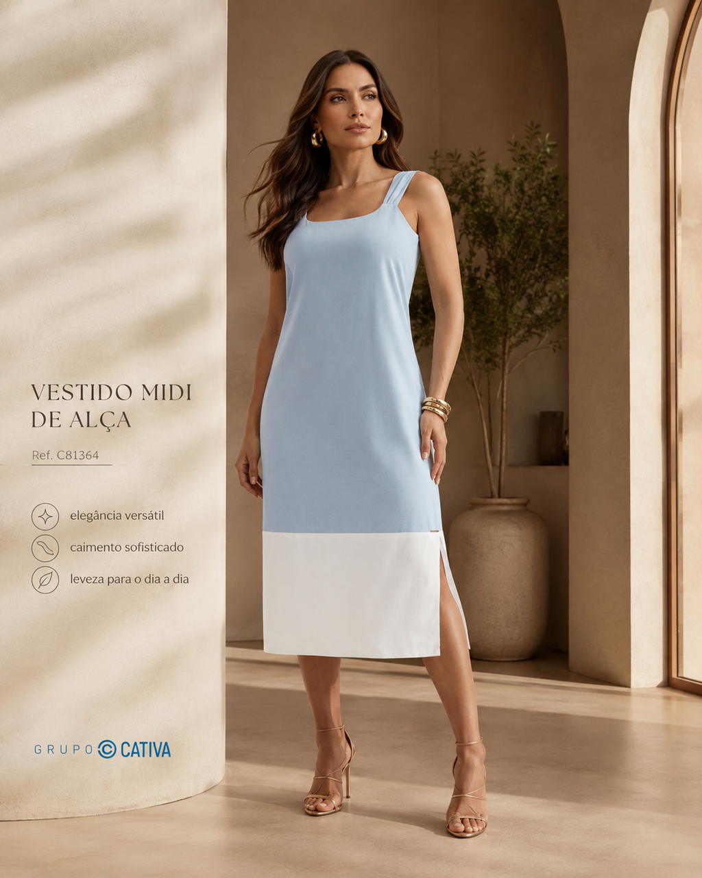 VESTIDO MIDI DE ALÇA
Ref.: C81364