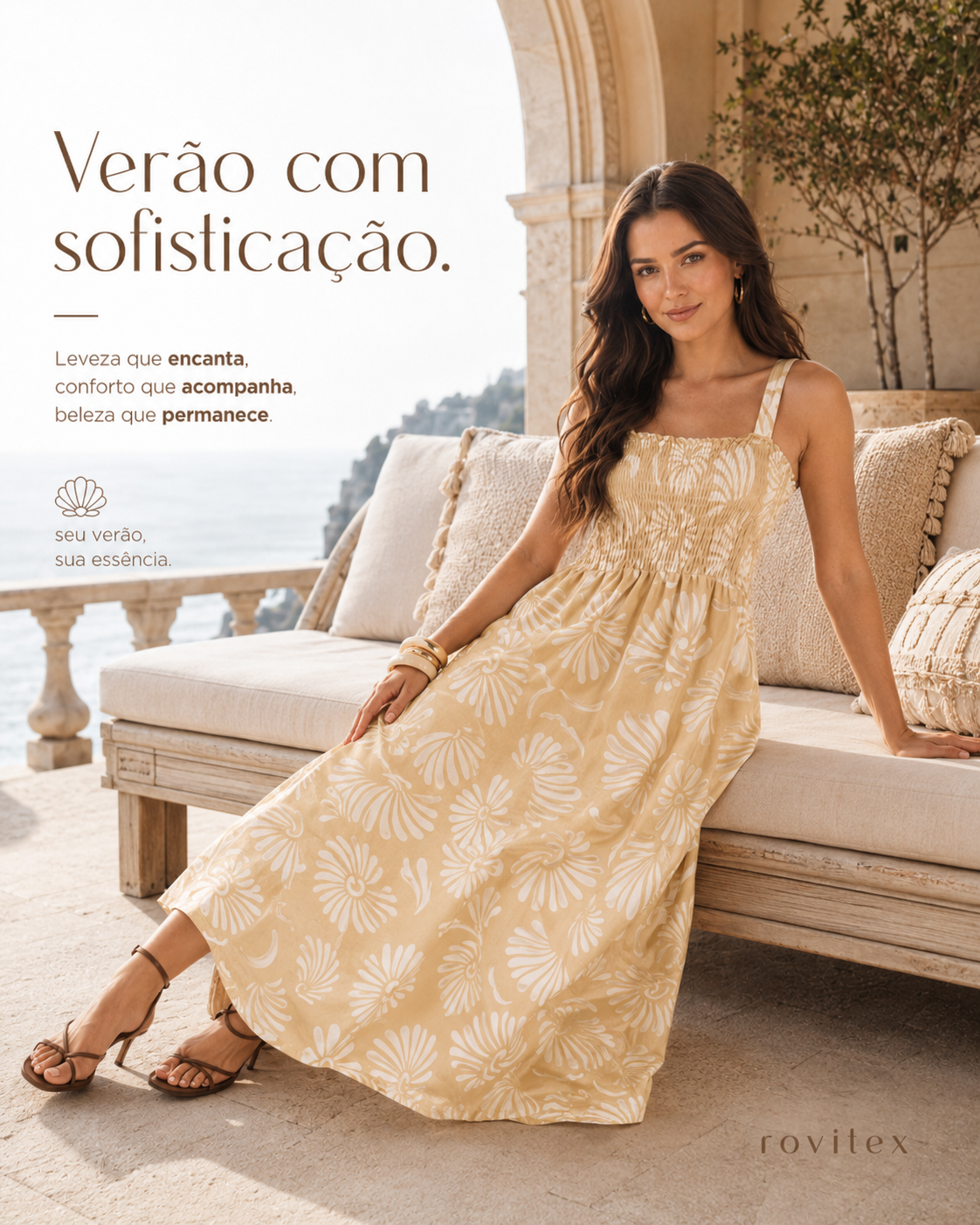 Vestido Midi Feminino Meia Malha Estampado Rovitex 6177025