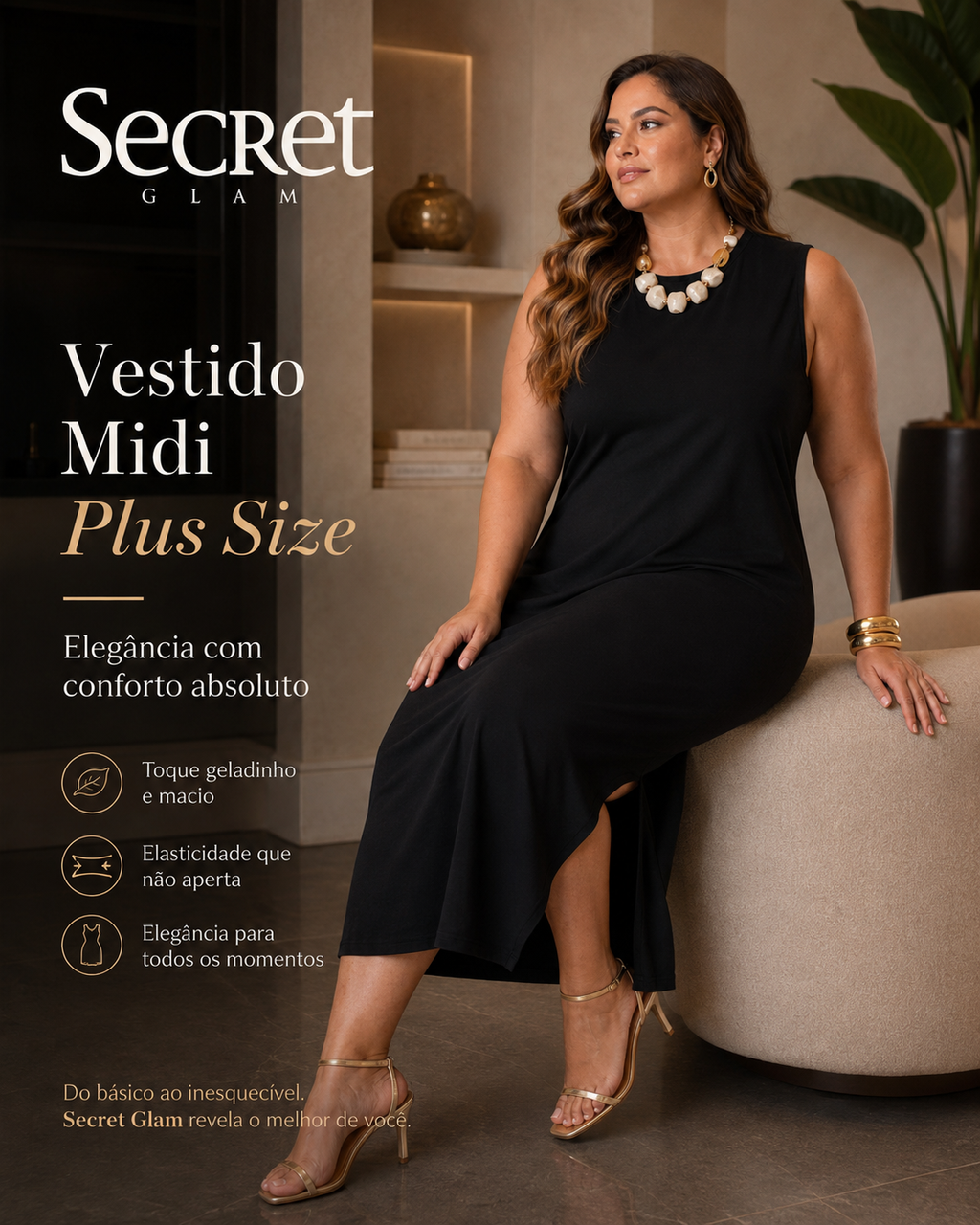 Vestido Feminino Midi Plus Size SB02165