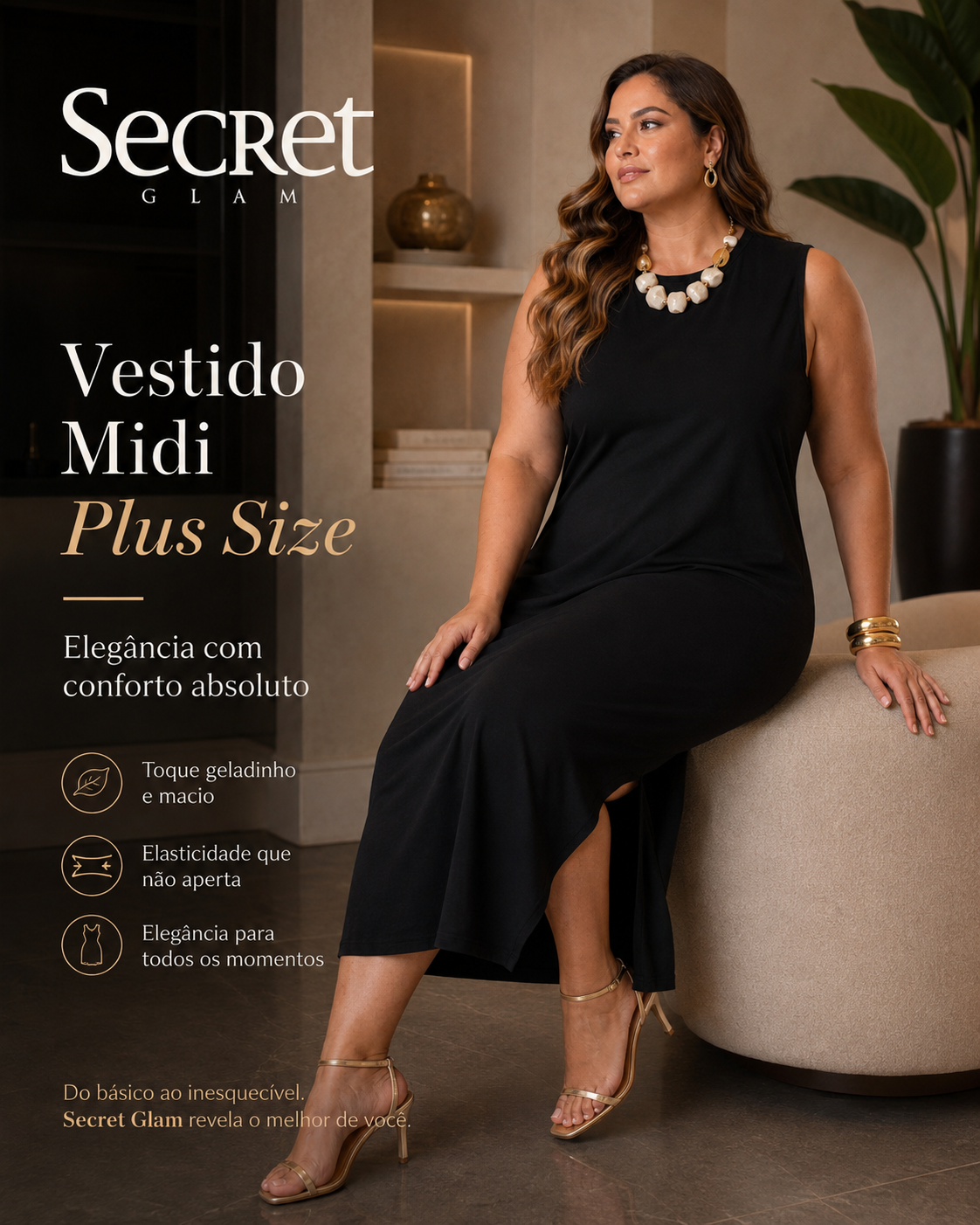 Vestido Feminino Midi Plus Size SB02165