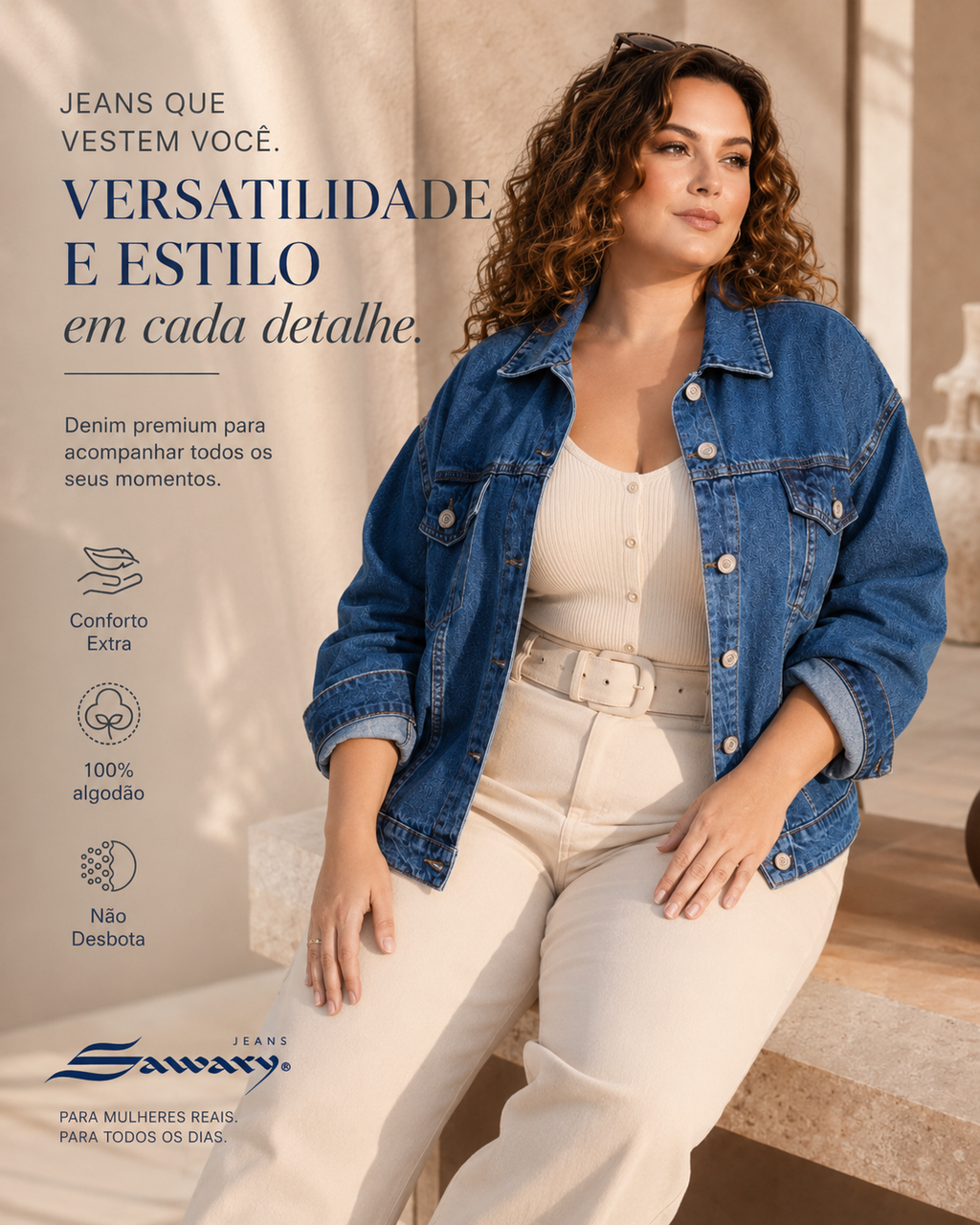 Jaqueta Jeans Sawary Plus Size - 282493 (No Lycra)