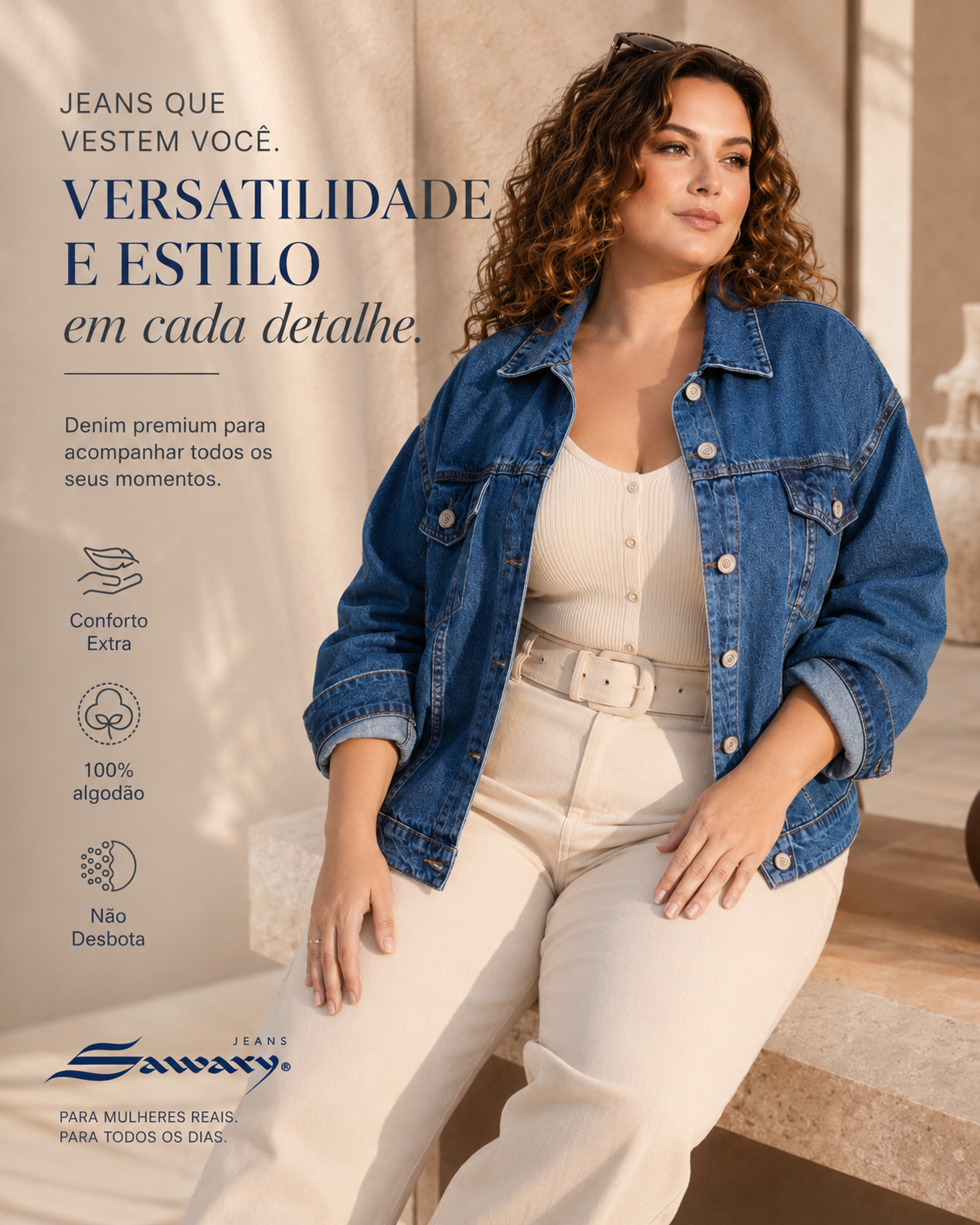 Jaqueta Jeans Sawary Plus Size - 282493 (No Lycra)