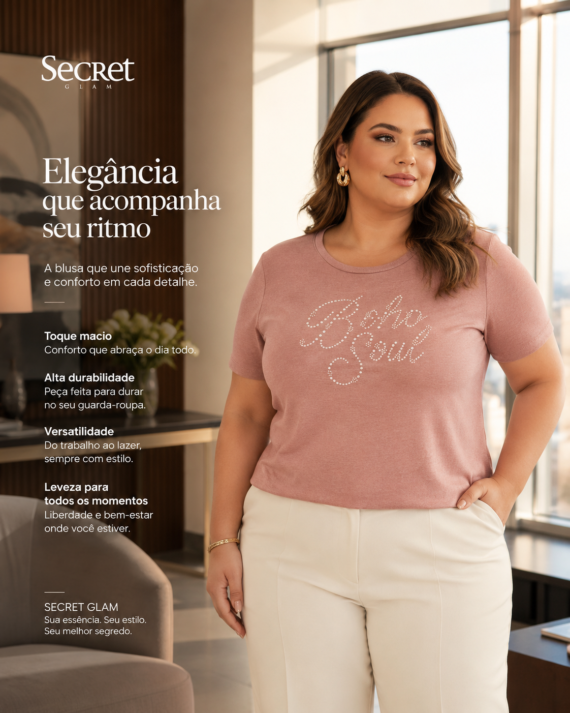 Blusa Feminina Manga Curta Secret Glam S02119