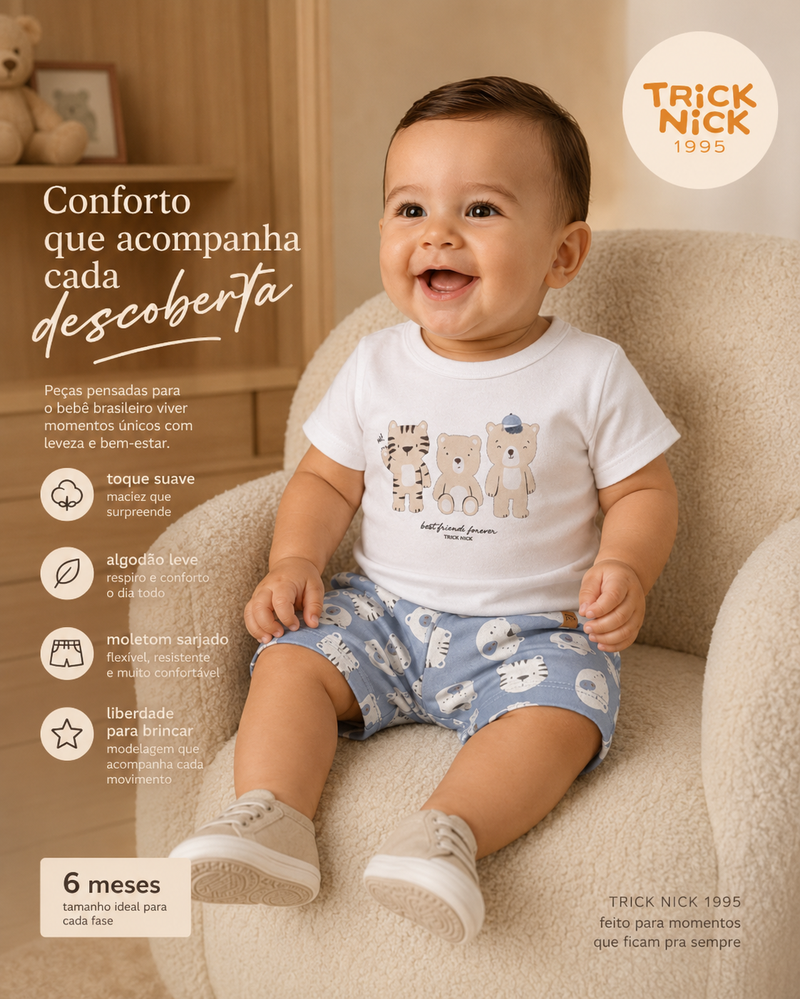 Conjunto Infantil Camiseta Com Bermuda Trick Nick 1027371