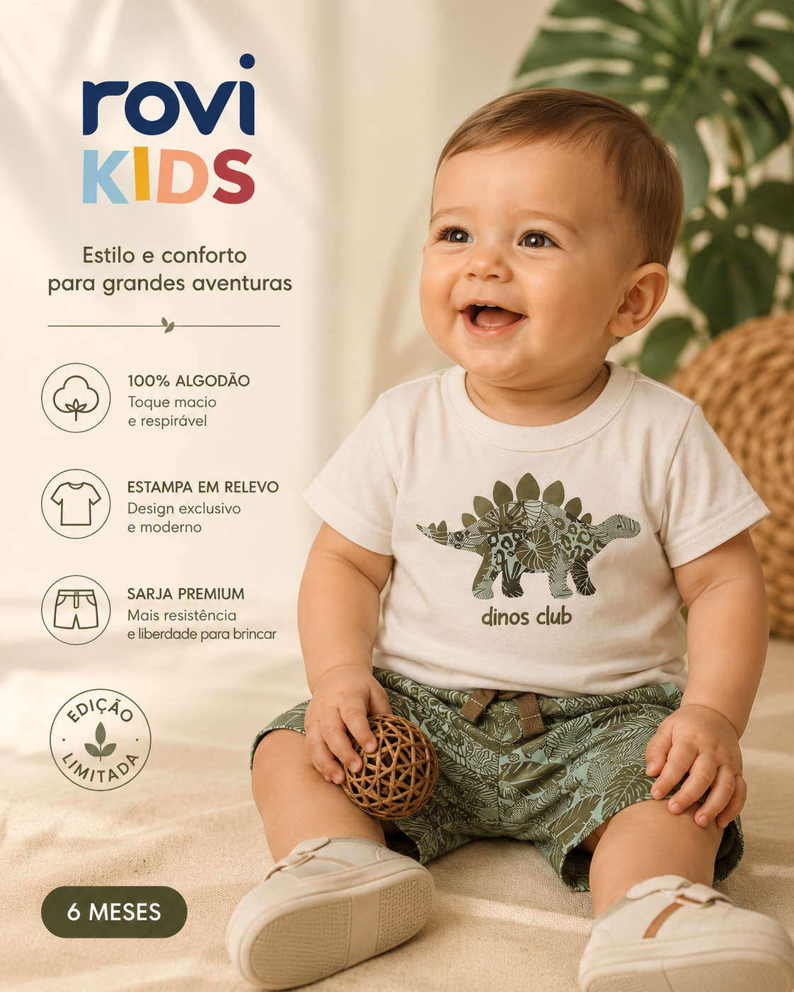 Conjunto Camiseta Com Bermuda Infantil Rovi Kids 3029530
