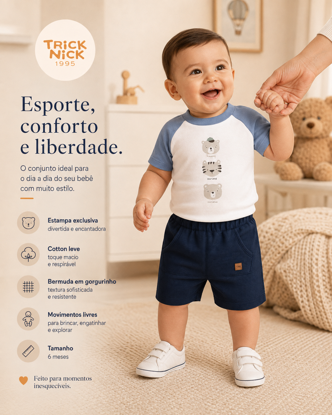 Conjunto Infantil Camiseta Com Bermuda Trick Nick 1027380