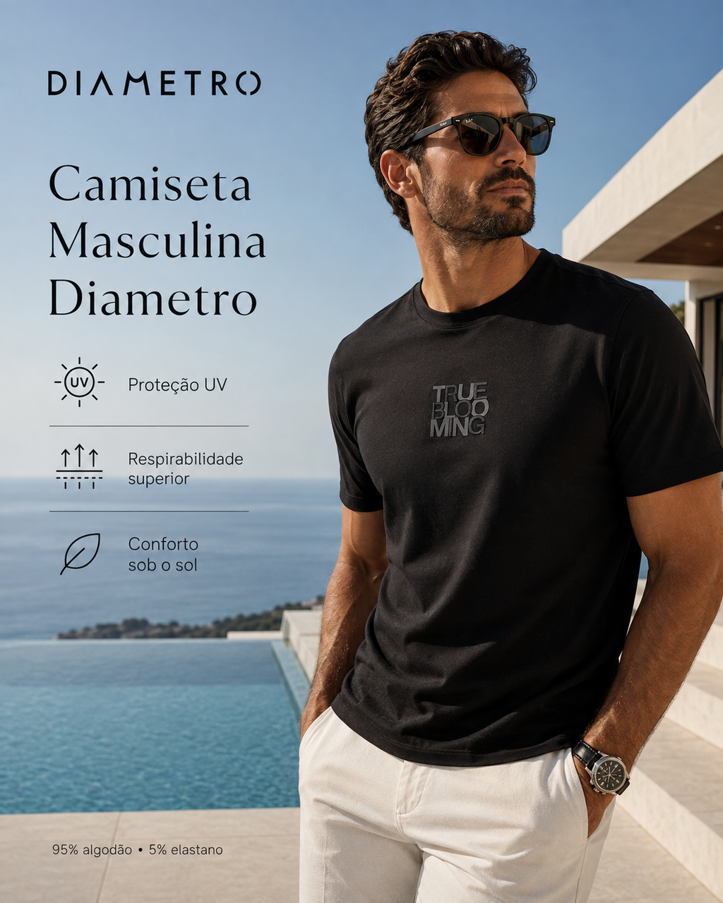 Camiseta Masculina Meia Malha Com Estampa Diametro D010905