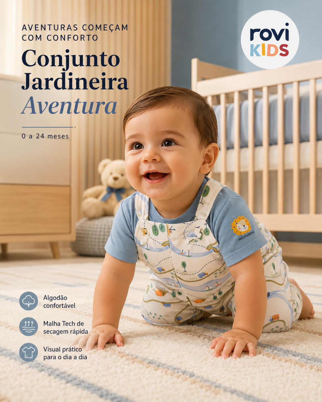 Conjunto Infantil Camiseta E Jardineira 3028760