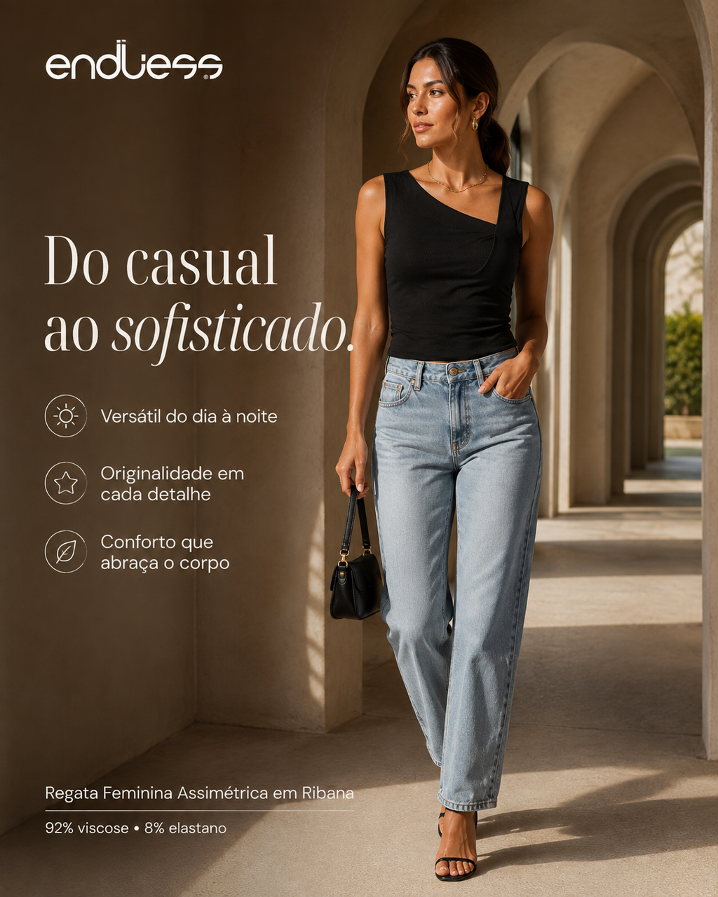 Regata Feminina Assimetrica Em Ribana E16083