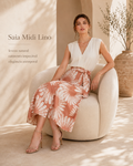 Saia Feminina Midi Evasê Linho Estampada Endless E16040