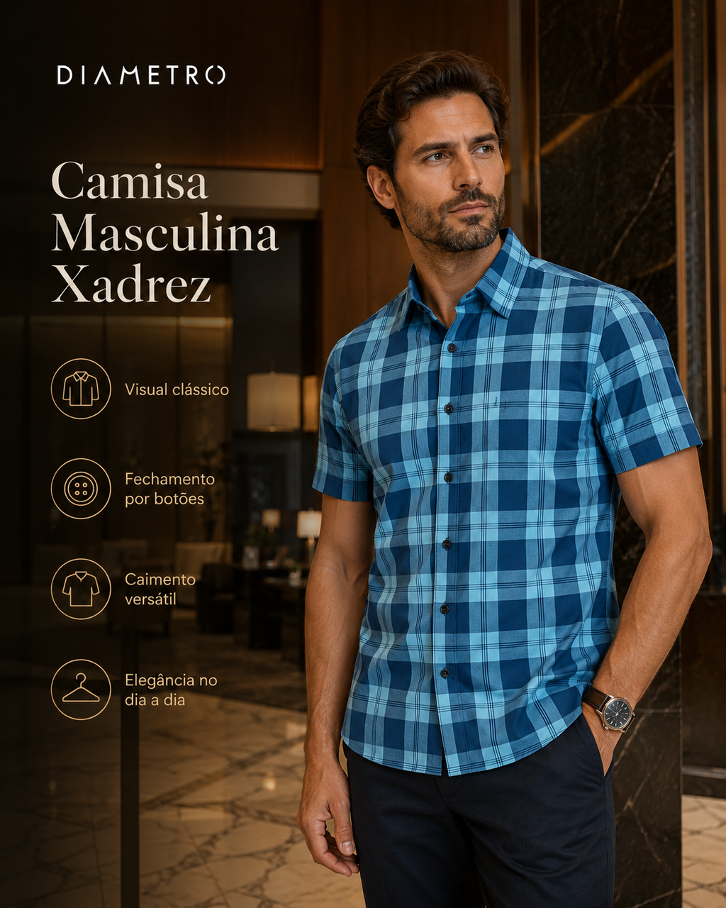 Camisa Masculina Xadrez Diametro
D00647