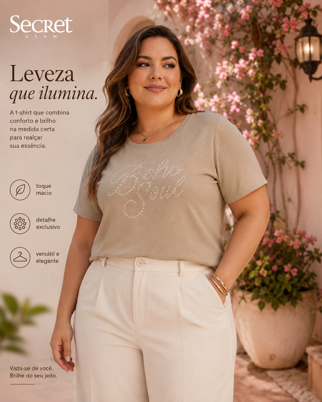 Blusa Feminina Manga Curta Secret Glam S02119