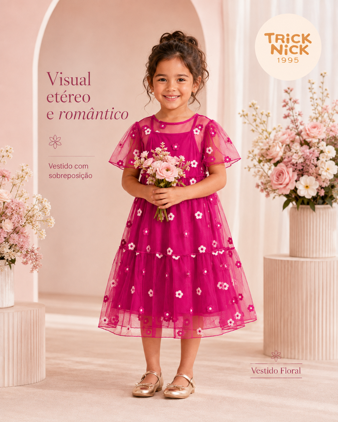 Vestido Infantil Com Sobreposição Trick Nick 1171412