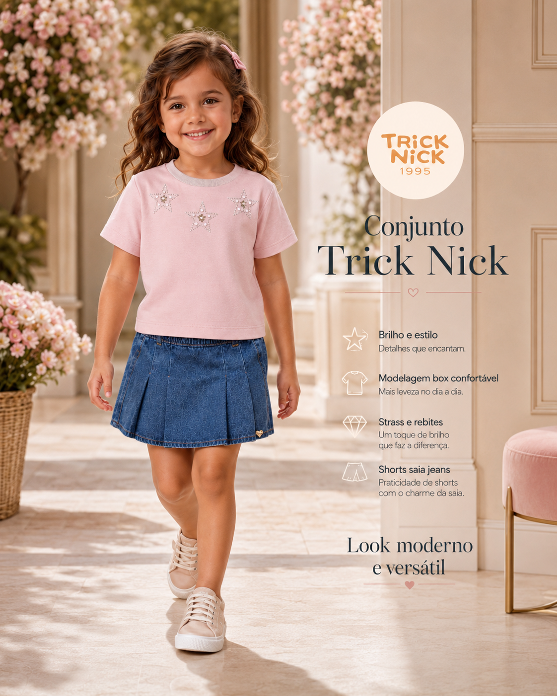 Conjunto Blusa Com Shorts Saia Jeans Trick Nick 1171003