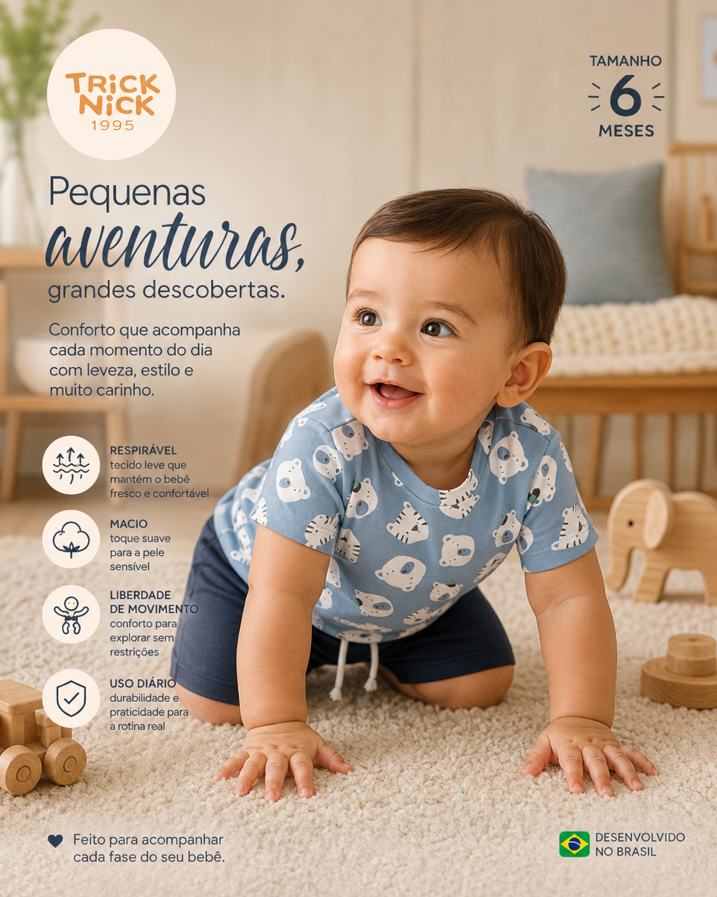 Conjunto Infantil Camiseta Com Bermuda Trick Nick 1027360